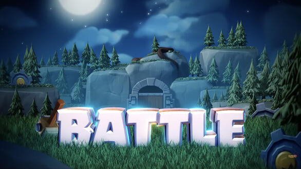 The word "battle" sitting in a field.