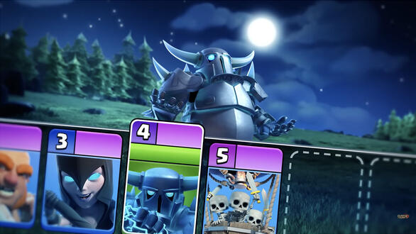 An armored character feeling pretty in moonlight covered by some card-like UI elements.
